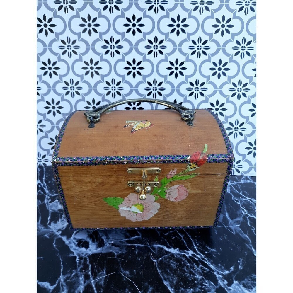 Retro art deco wooden storage box